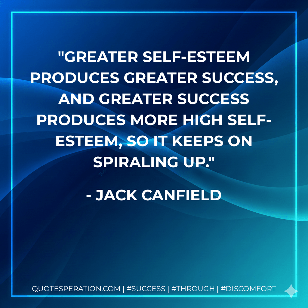 Greater self-esteem produces greater success, and greater success produces more high self-esteem, so it keeps on spiraling up. - Jack Canfield