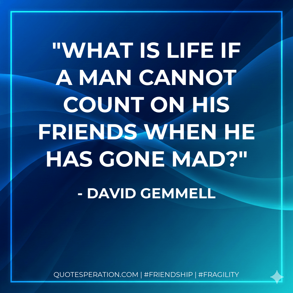 What is life if a man cannot count on his friends when he has gone mad? - David Gemmell