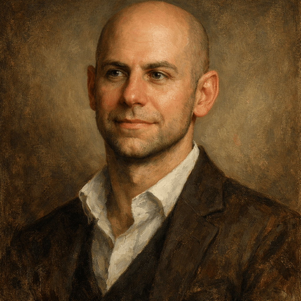 An oil painting of Adam Grant
