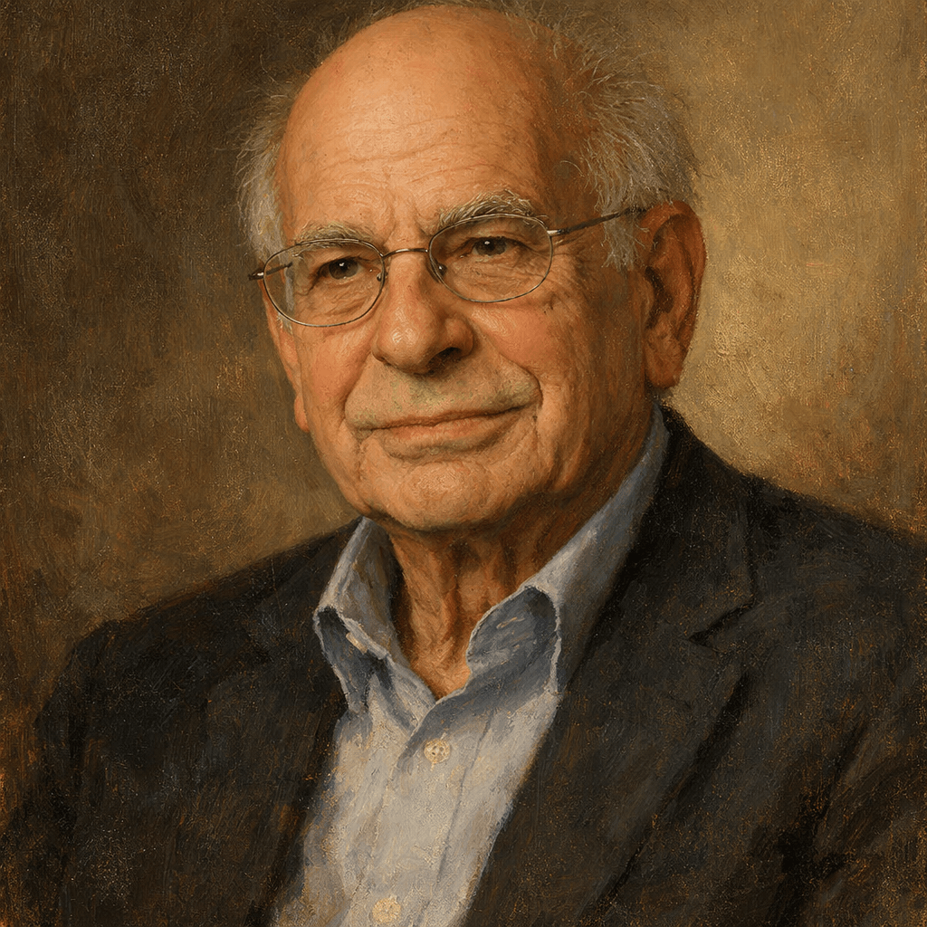 An oil painting of Daniel Kahneman