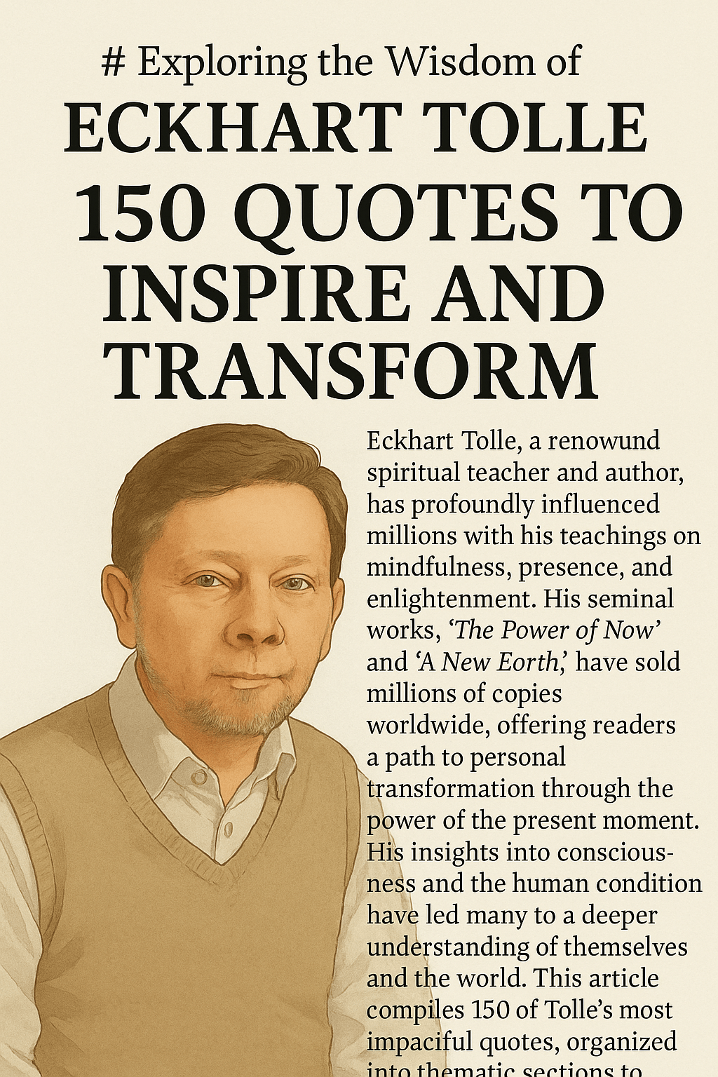 An oil painting of Eckhart Tolle