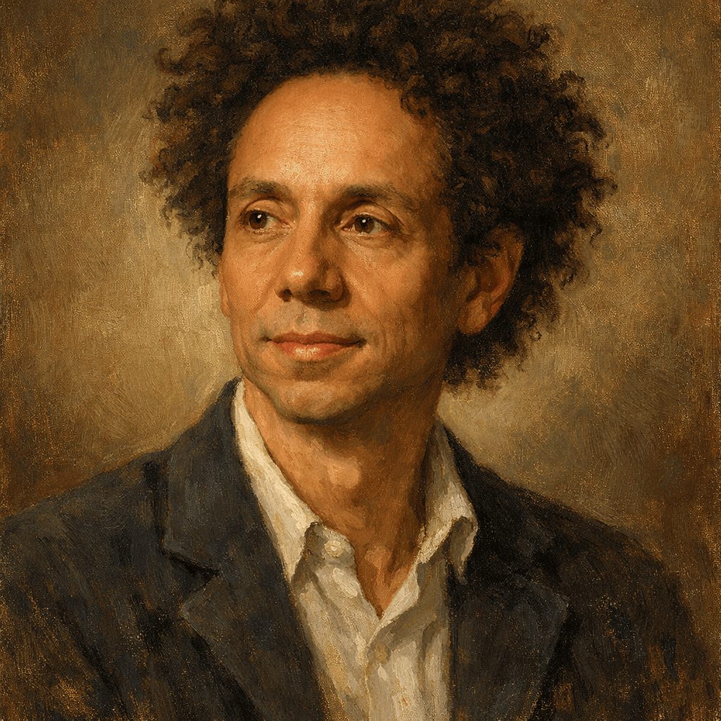 An oil painting of Malcolm Gladwell