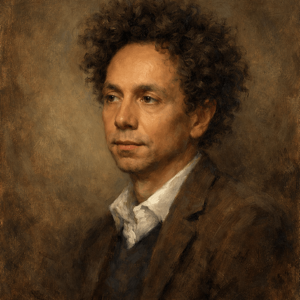 An oil painting of Malcolm Gladwell