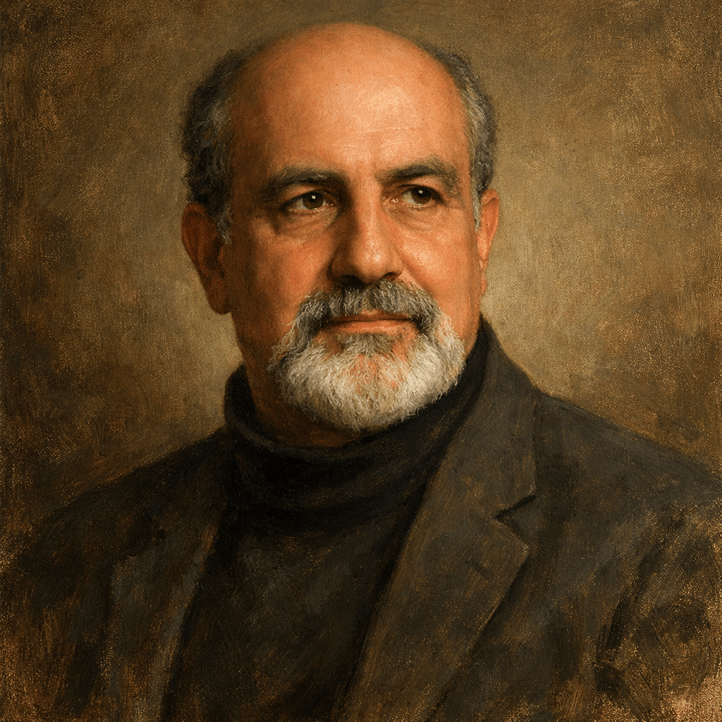 An oil painting of Nassim Nicholas Taleb
