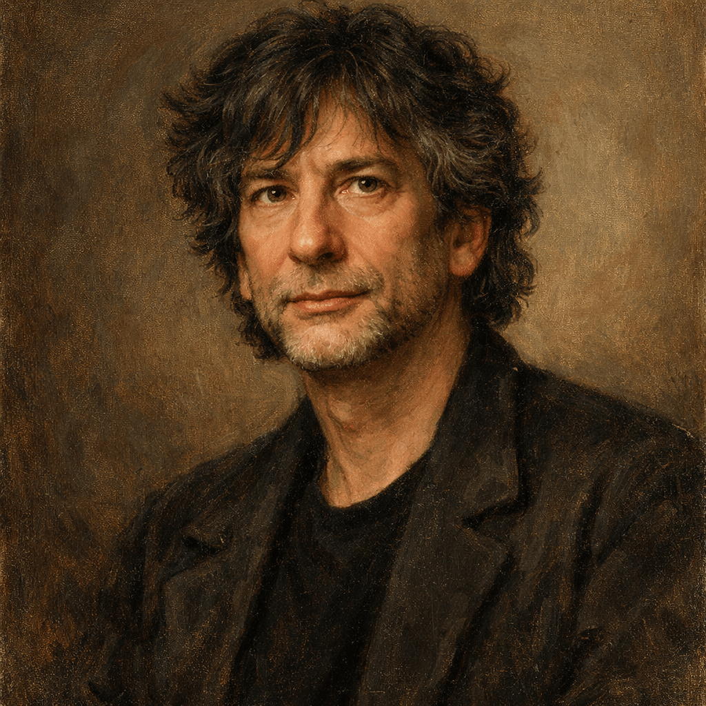An oil painting of Neil Gaiman