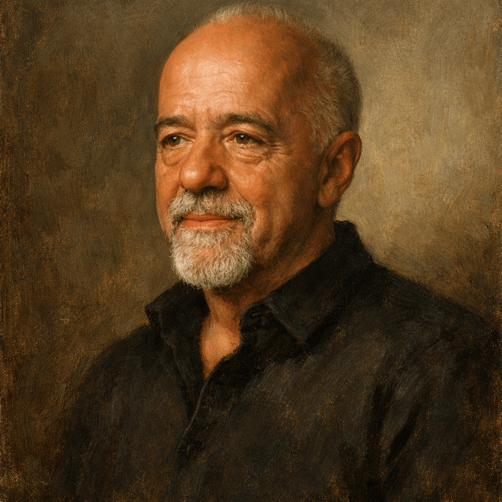 An oil painting of Paulo Coelho