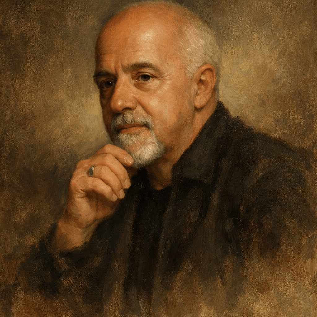 An oil painting of Paulo Coelho