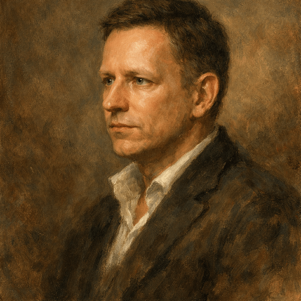 An oil painting of Peter Thiel