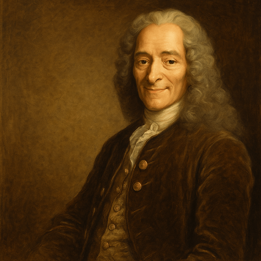 An oil painting of Voltaire