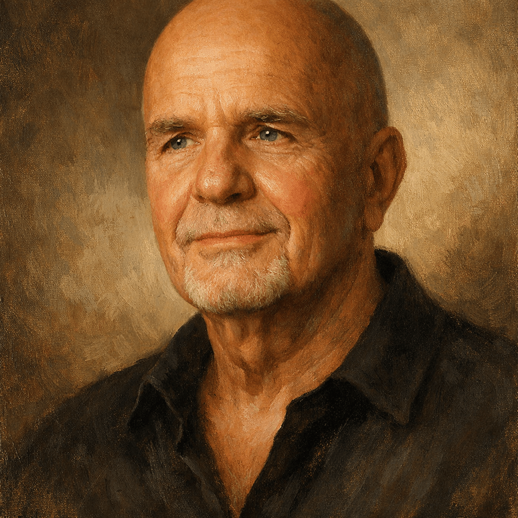 An oil painting of Wayne Dyer
