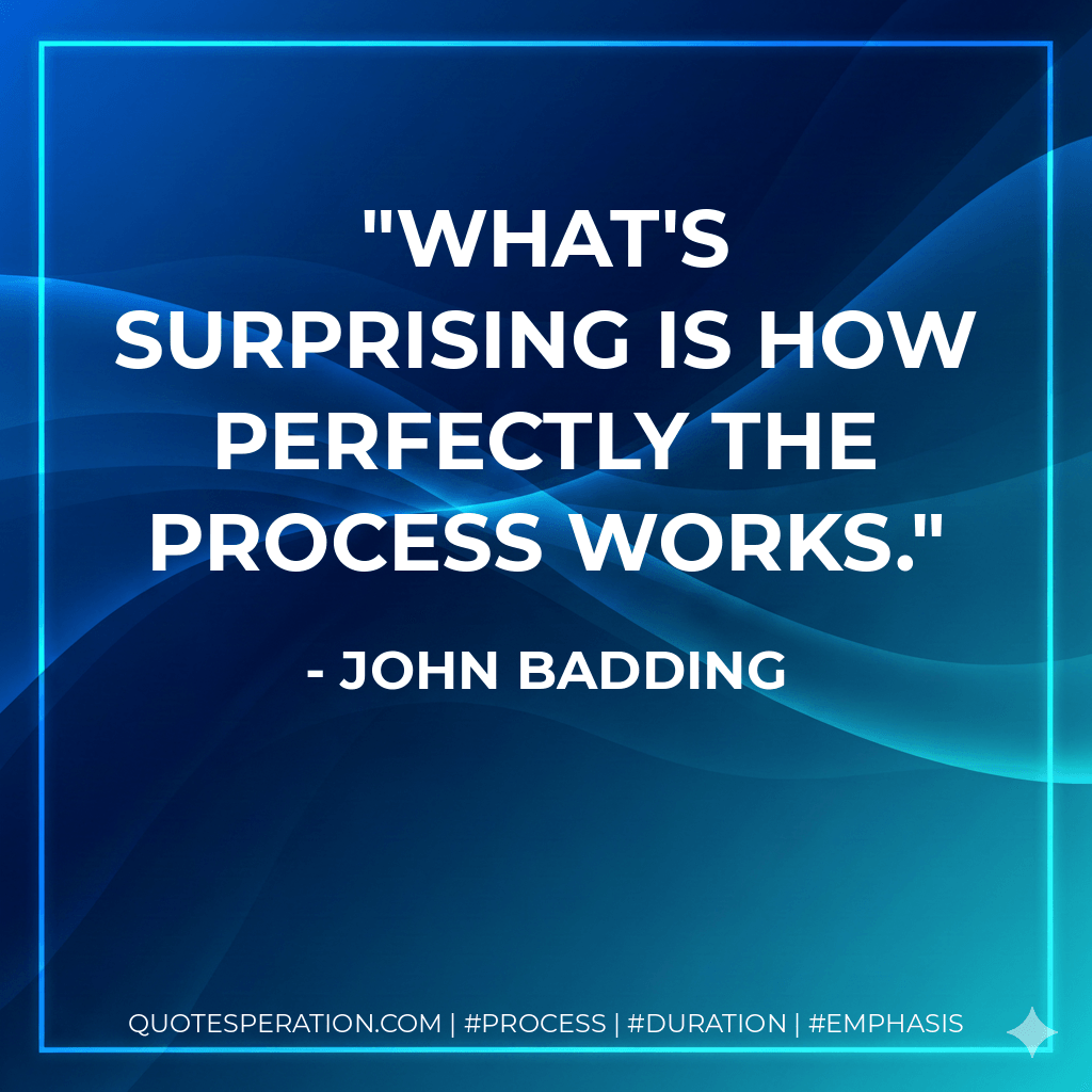 What's surprising is how perfectly the process works. - John Badding