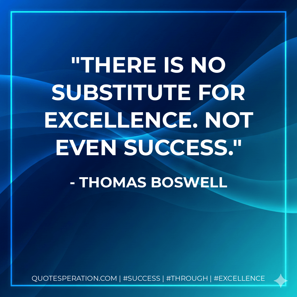 There is no substitute for excellence. Not even success. - Thomas Boswell