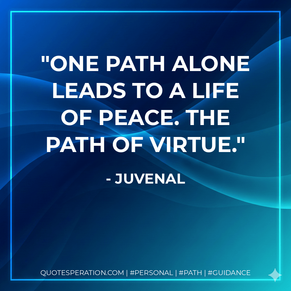 One path alone leads to a life of peace. The path of virtue. - Juvenal