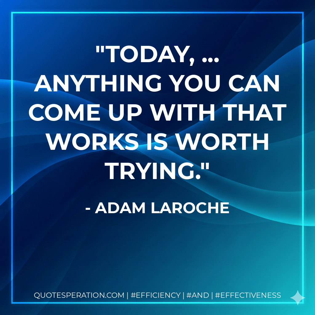 Today, ... anything you can come up with that works is worth trying. - Adam LaRoche