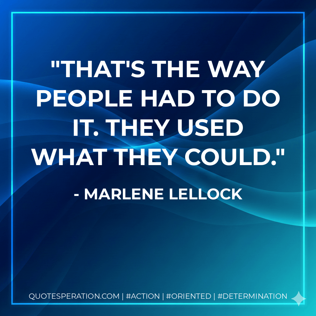 That's the way people had to do it. They used what they could. - Marlene Lellock