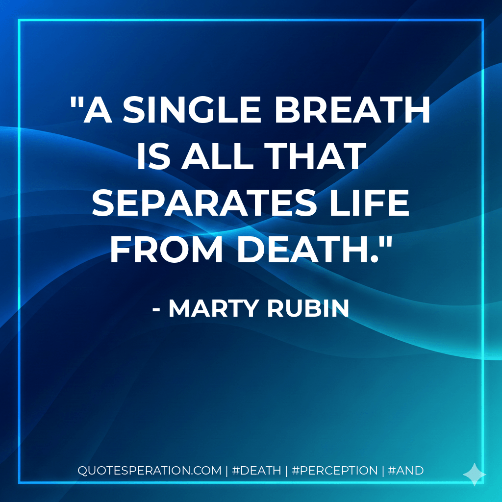 A single breath is all that separates life from death. - Marty Rubin
