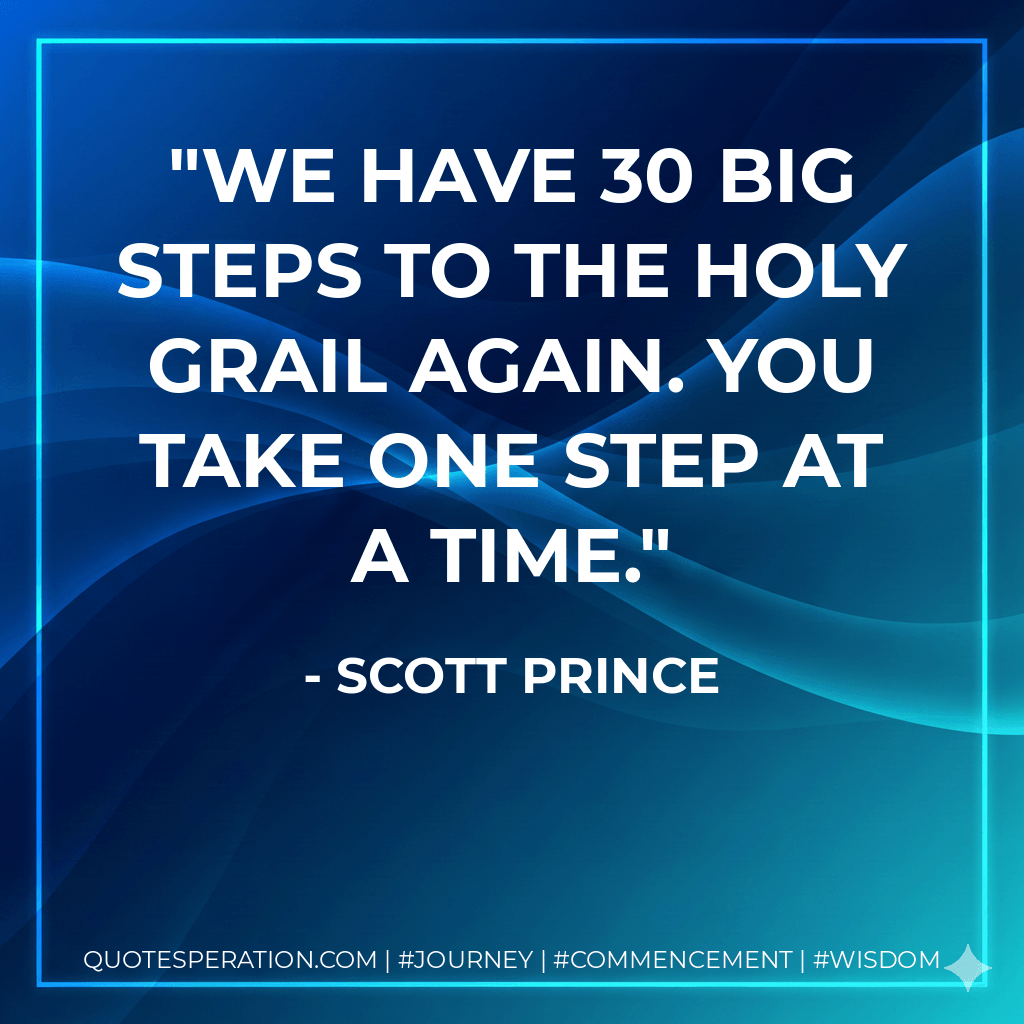 We have 30 big steps to the holy grail again. You take one step at a time. - Scott Prince