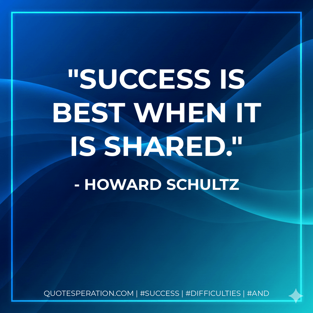 Success is best when it is shared.