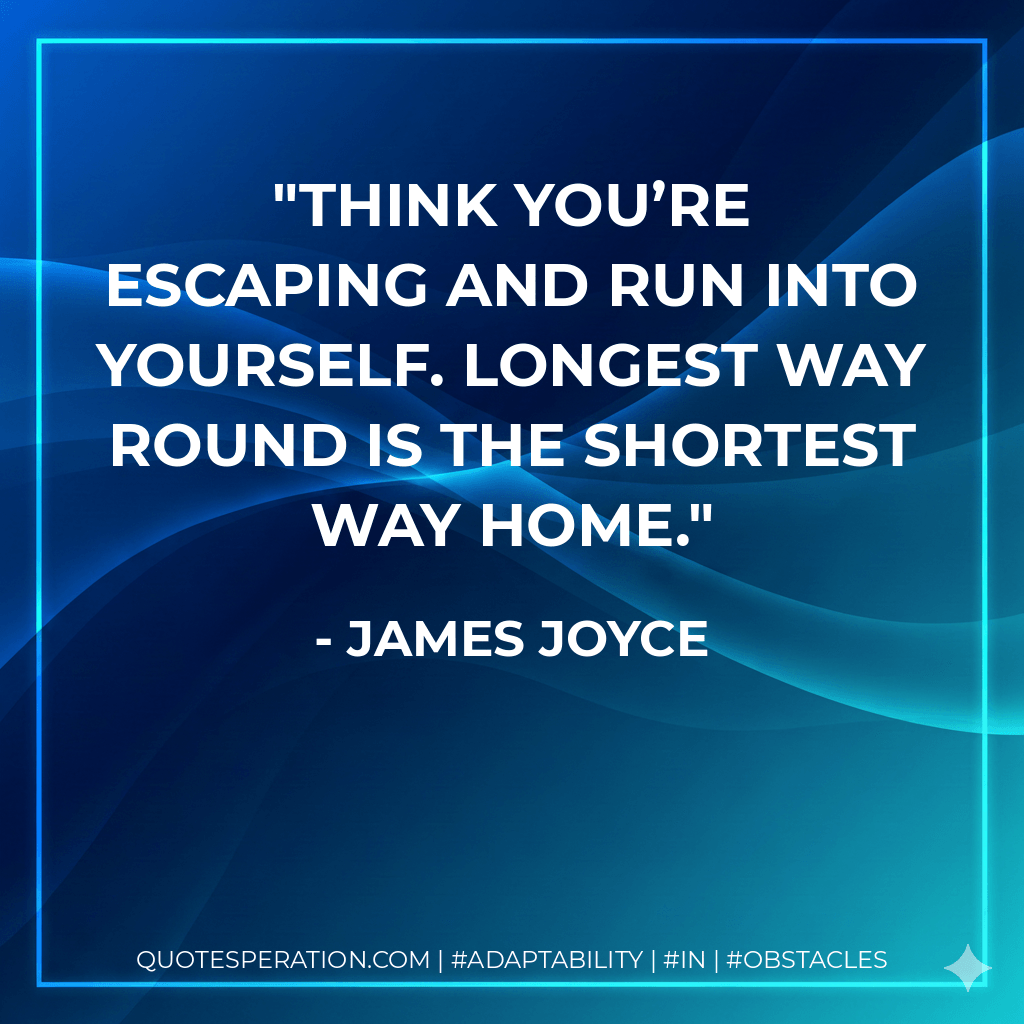 Think you’re escaping and run into yourself. Longest way round is the shortest way home. - James Joyce