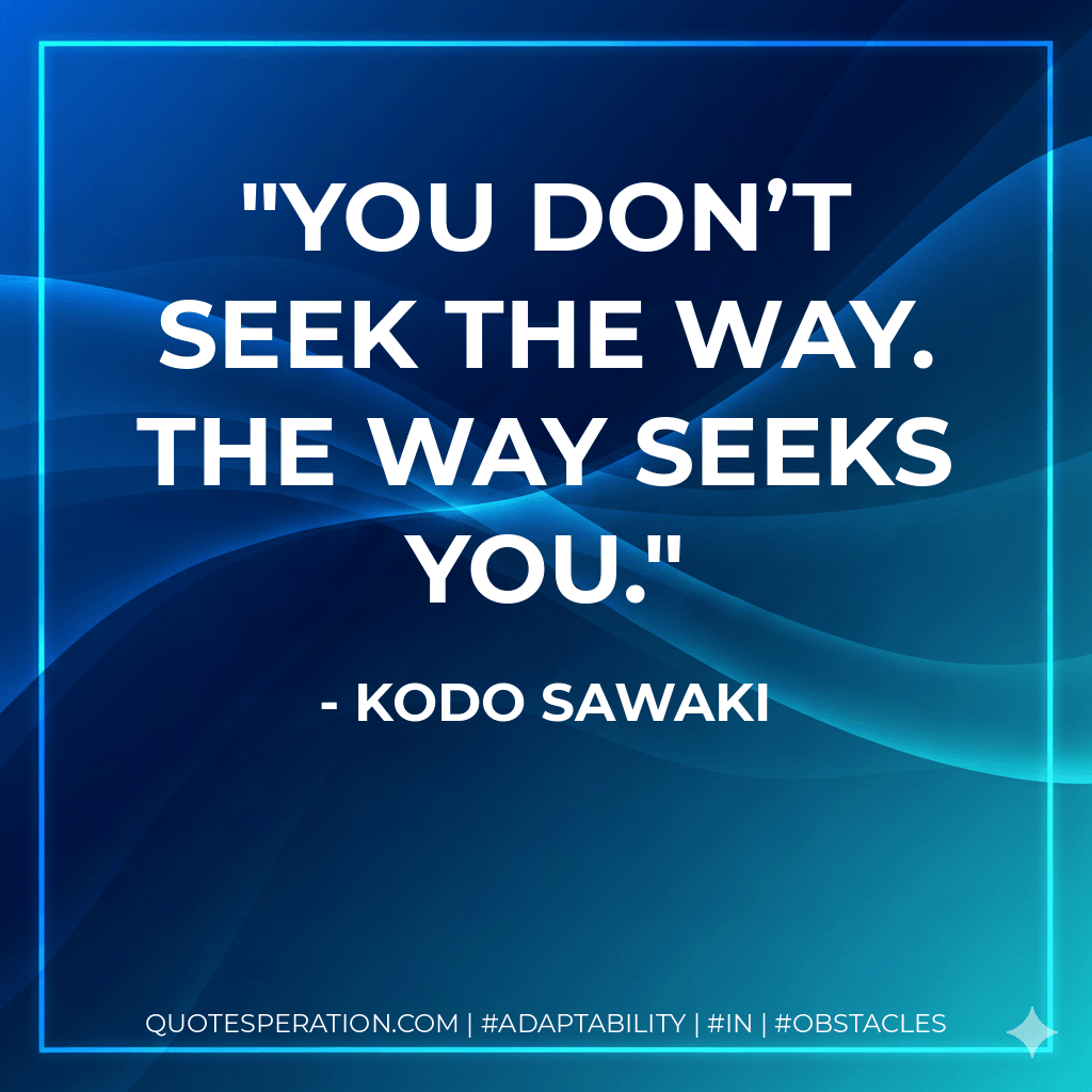 You don’t seek the way. The way seeks you. - Kodo Sawaki