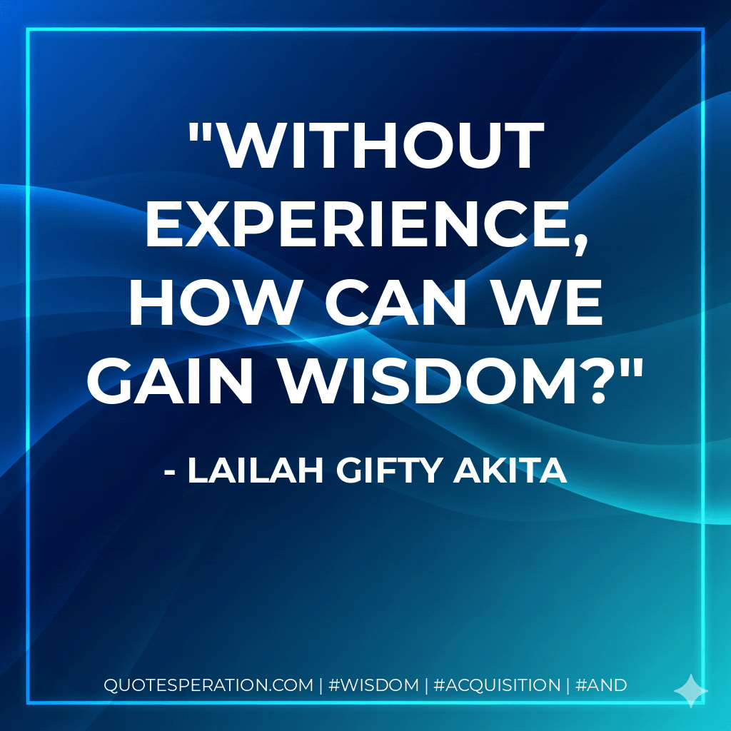 Without experience, how can we gain wisdom? - Lailah Gifty Akita