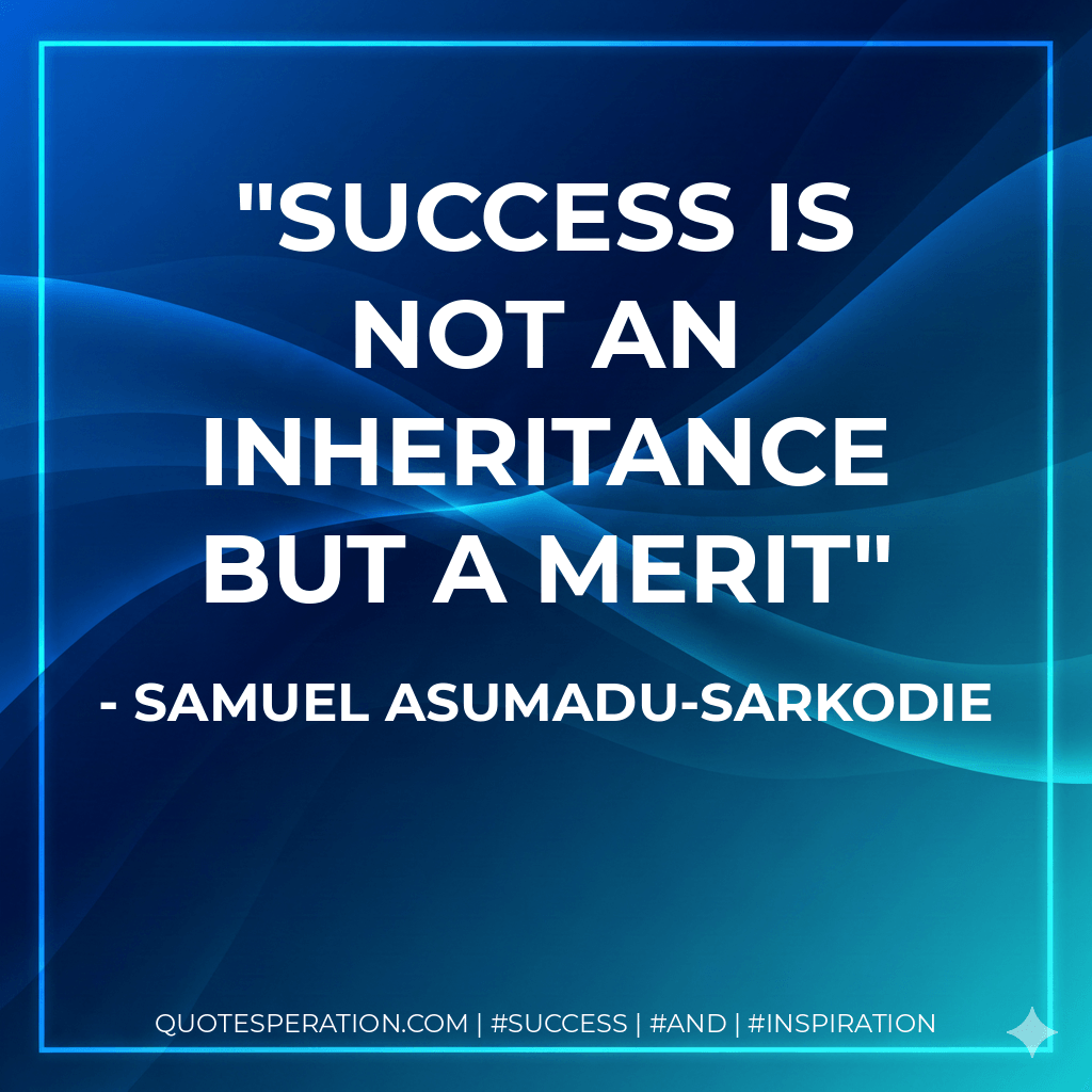 Success Is Not An Inheritance But A Merit - Samuel Asumadu-Sarkodie