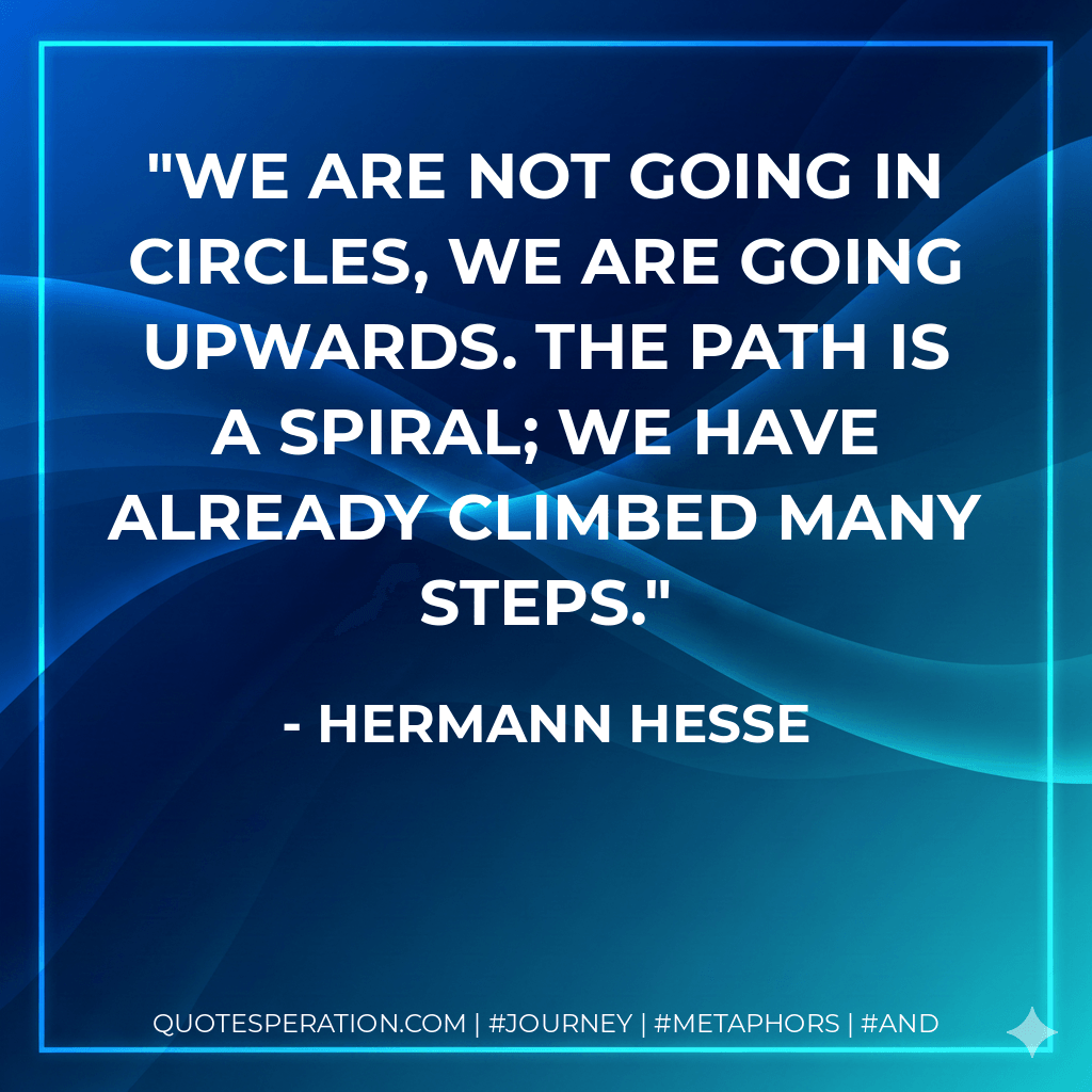 We are not going in circles, we are going upwards. The path is a spiral; we have already climbed many steps. - Hermann Hesse
