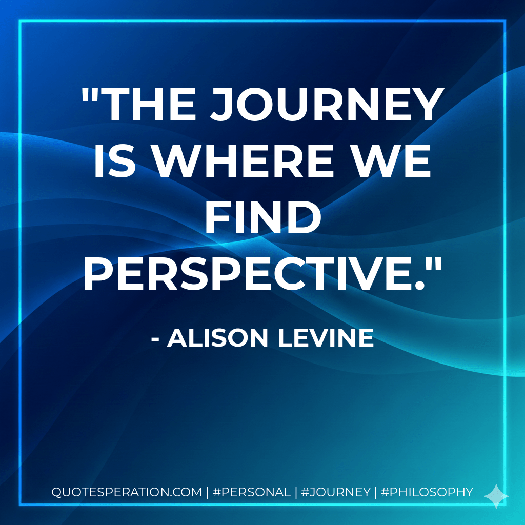 The journey is where we find perspective. - Alison Levine