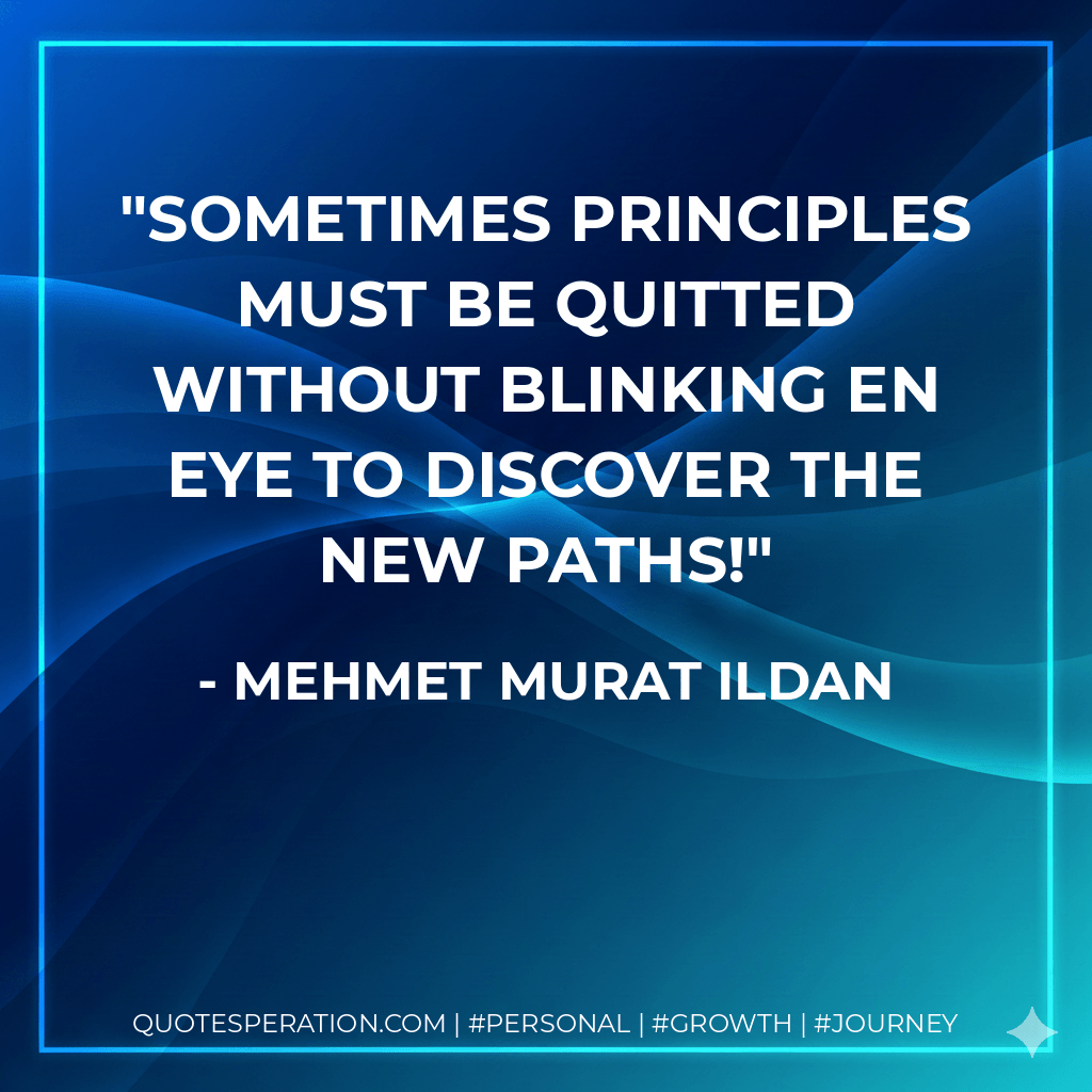 Sometimes principles must be quitted without blinking en eye to discover the new paths! - Mehmet Murat ildan