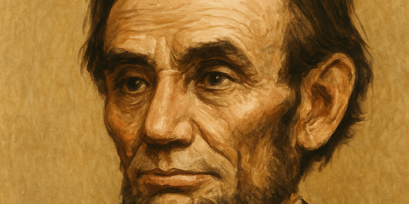 An oil paining of Abraham Lincoln's face