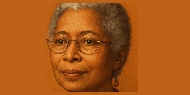 An oil painting of Alice Walker's face