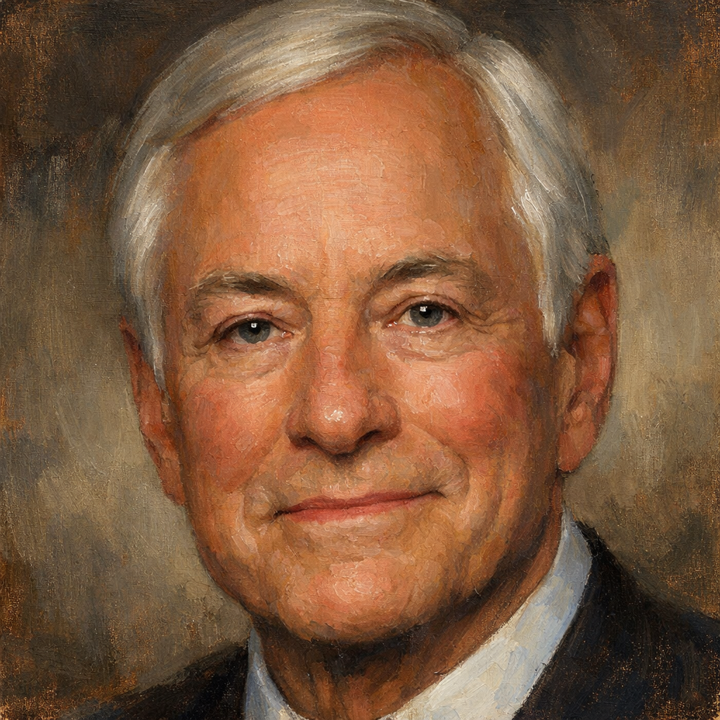 An oil painting of Brian Tracy's face