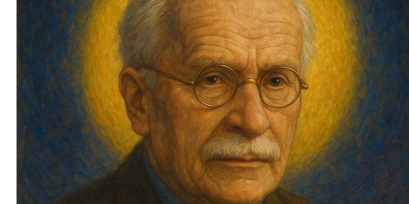 An oil painting of Carl Jung's face