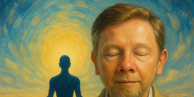 An oil painting of Eckhart Tolle's face
