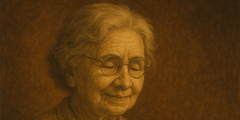 An oil painting of Helen Keller's face