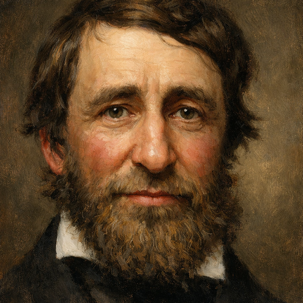An oil painting of Henry David Thoreau's face