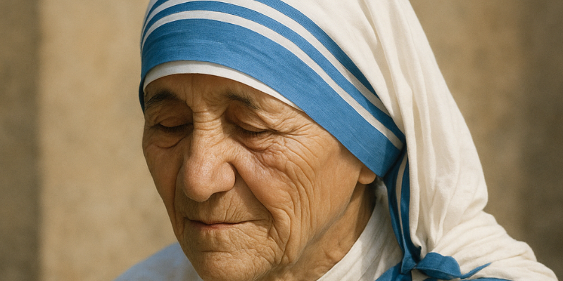 An oil painting of Monther Teresa's face