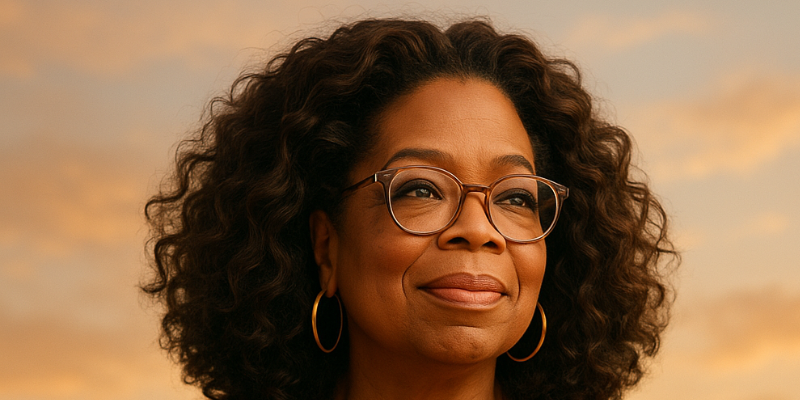 An oil painting of Oprah Winfrey's face
