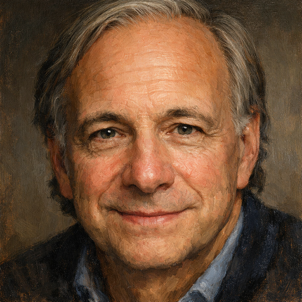 An oil painting of Ray Dalio's face