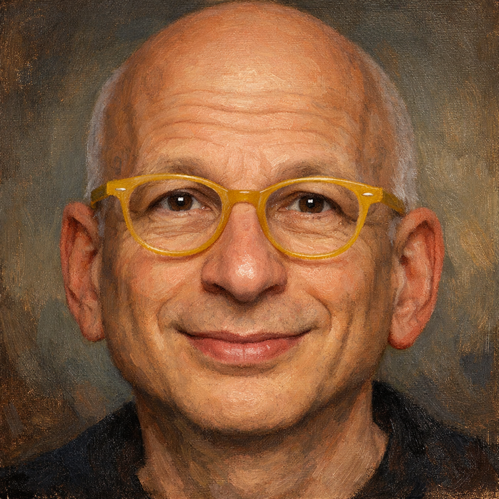 An oil painting of Seth Godin's face