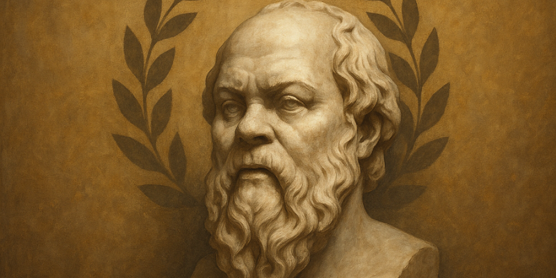 An oil painting of Socrates's face