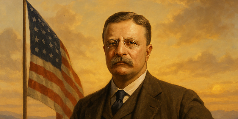 An oil painting of Theodore Roosevelt's face