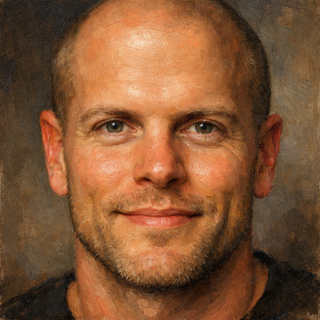 An oil painting of Tim Ferriss's face