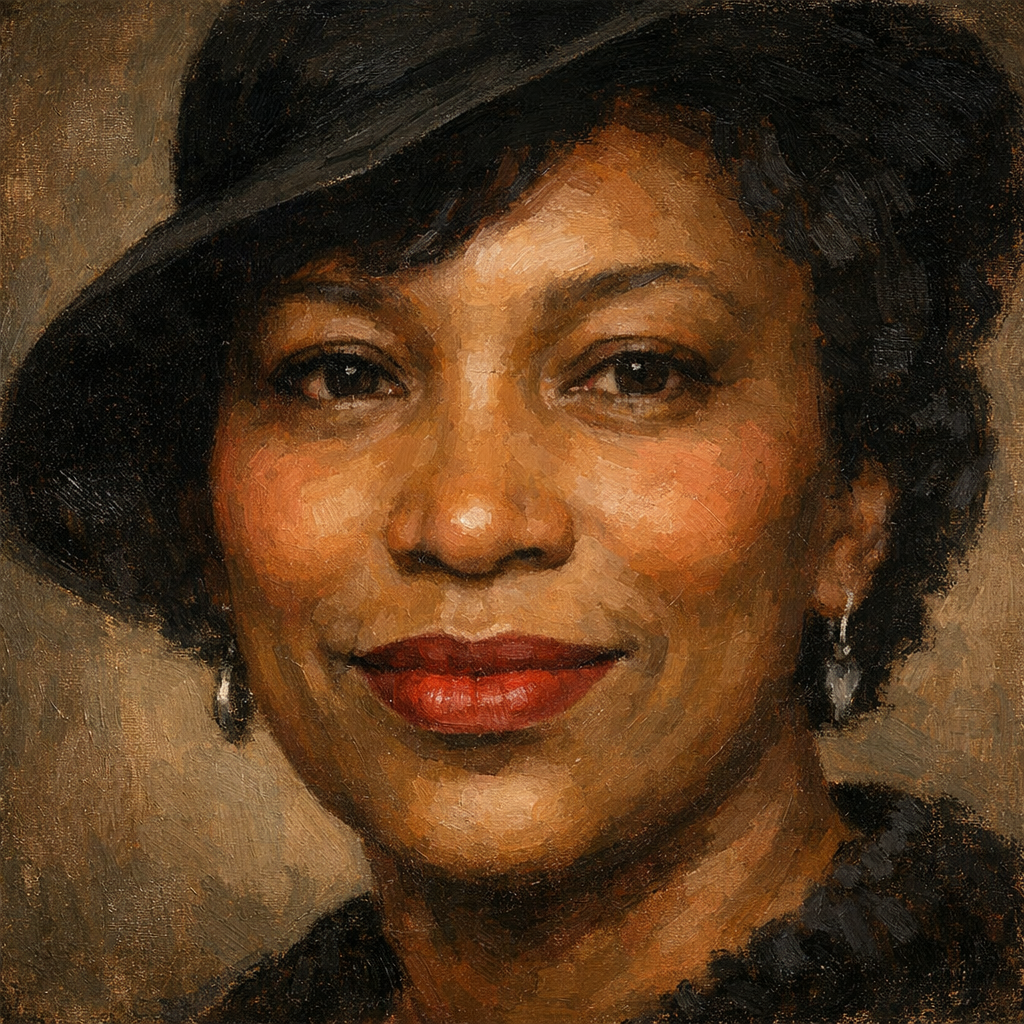 An oil painting of Zora Neale Hurston's face